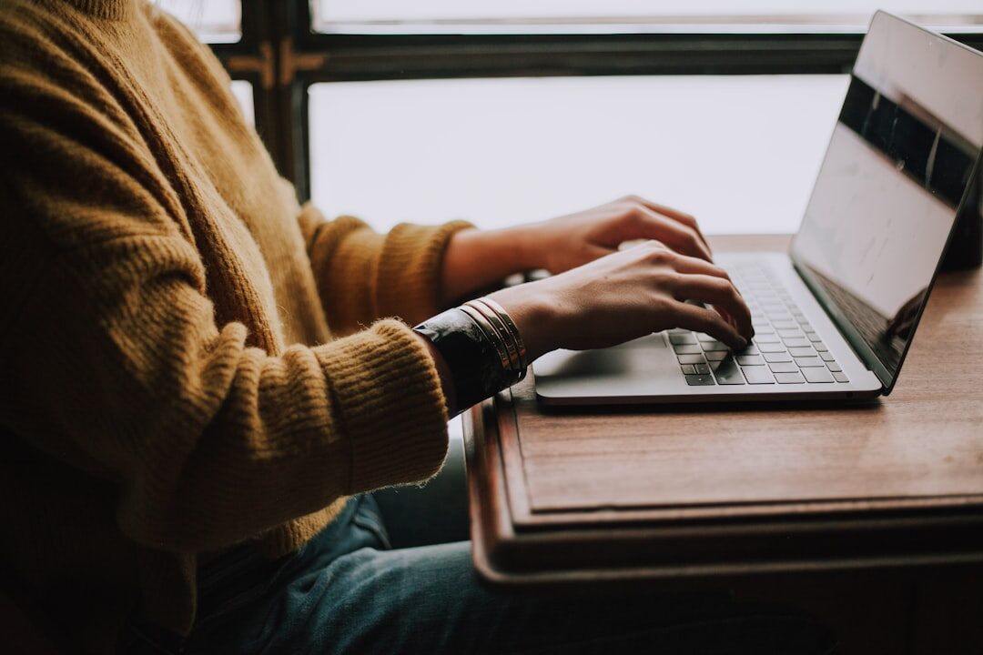person editing blog post