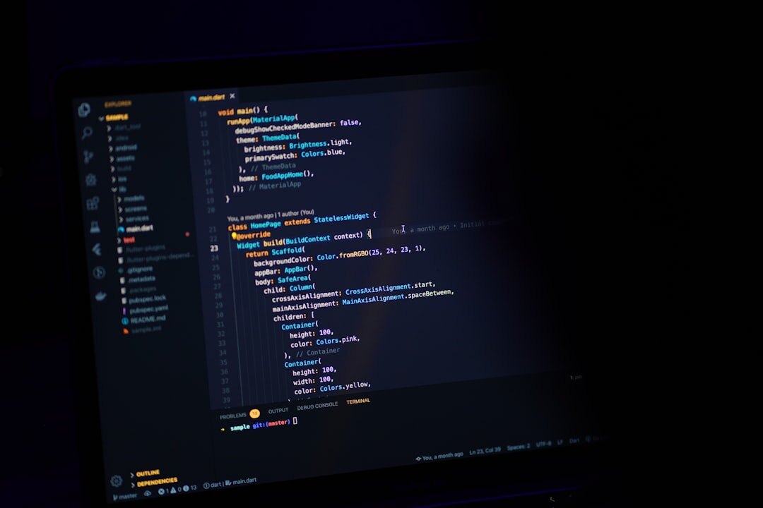 Laptop screen showing a code editor with a software project